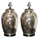 Pair of Bell Jar Mercury Glass Lamps