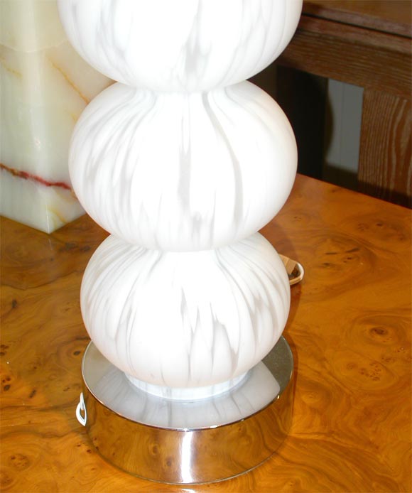 Pair of Frosted Glass Ball Lamps