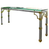 Chrome and Bronze Glass Top Console