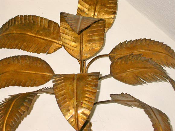 Pair of Gilt Metal Palm Sconces