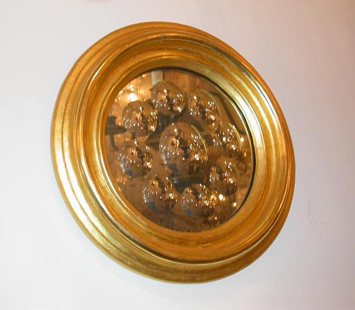 Pair of circular reverse etched mirrors
