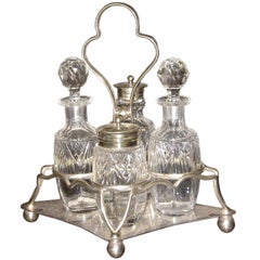 Vintage Silver Plated Crystal Cruet Set