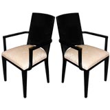 Set of 6 Black Lacquer Dining Chairs by Karl Springer