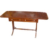Antique Banded Veneered Mahogany Flap Leaf Desk