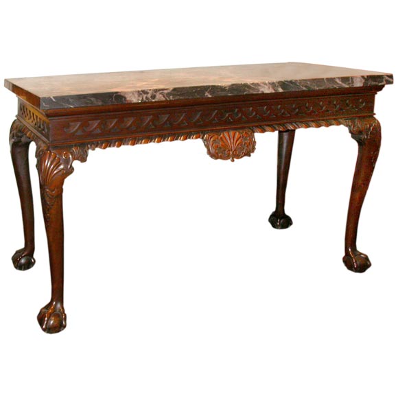 Irish Georgian Mahogany Marble Topped Console Table