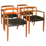 Four Teak Arm Chairs by Madsen and Larsen for Willy Beck