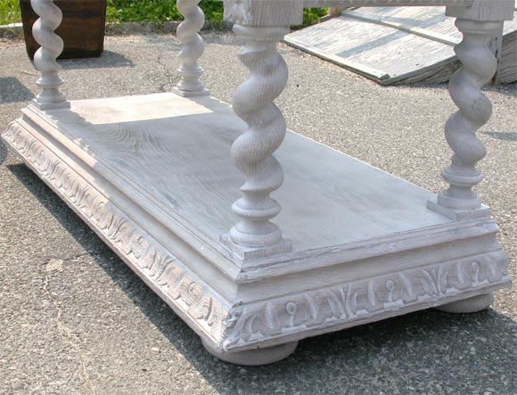 Carved Oak Limed Finish Barley Twist Buffet with two drawers