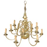French 12 Arm Brass Chandelier