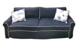 Navy Blue Linen Slipcovered Sofa