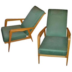Pair of reclining armchairs by Guermonprez