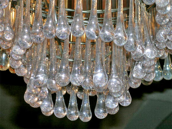 Murano Large Glass Chandelier In Good Condition For Sale In Brooklyn, NY