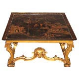Table with Chinese Tray and Gilt Wood Italian Base
