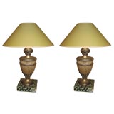 Two Lamps Made from Louis XVI Finials with Silver Leaf