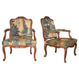 Two Louis XV Period Fauteuils Upholstered