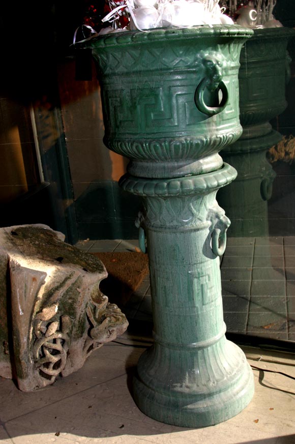 American Art Pottery Urn on Pedestal