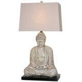 Pr. Buddha Lamps w/ Craqualier Glaze