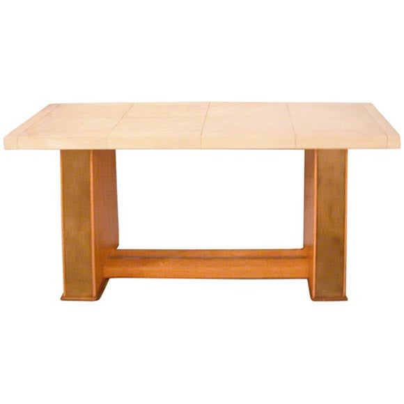 parchment covered console table