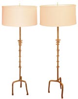 Pair of Iron Gilt Floor Lamps