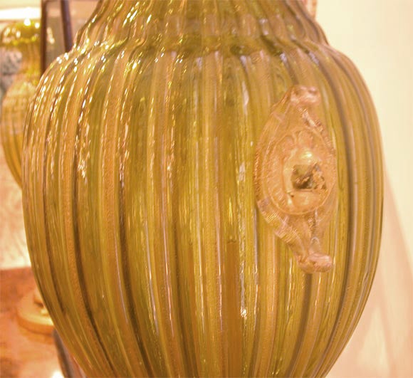 Pair of Seguso Verte d'Arte Torchieres