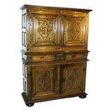 French 17th century Louis XIV carved walnut cupboard-on-cupboard