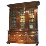 French late 19th century walnut Louis XIV style biblioteque French late 19th century walnut Louis XIV style biblioteque