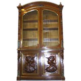 French 19th century walnut buffet deux corps with marble insets