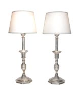 Vintage Pair of silver plated lamps