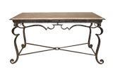 Iron Coffee Table With Travertine Marble Top