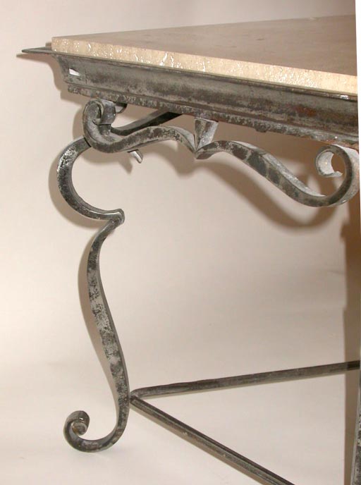 Iron Coffee Table With Travertine Marble Top