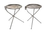 Folding Silvered Iron End Tables