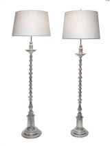 Pair of Silvered Bronze Floor Lamps