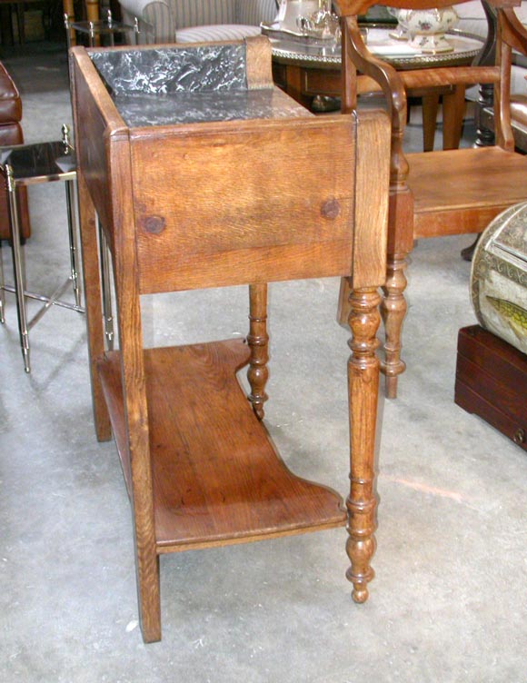 19th Century Black Veined Marble and Oak Washstand