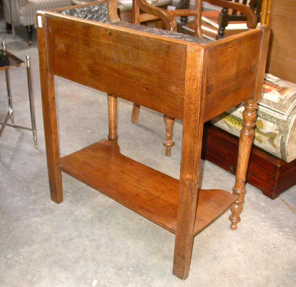 Black Veined Marble and Oak Washstand 1