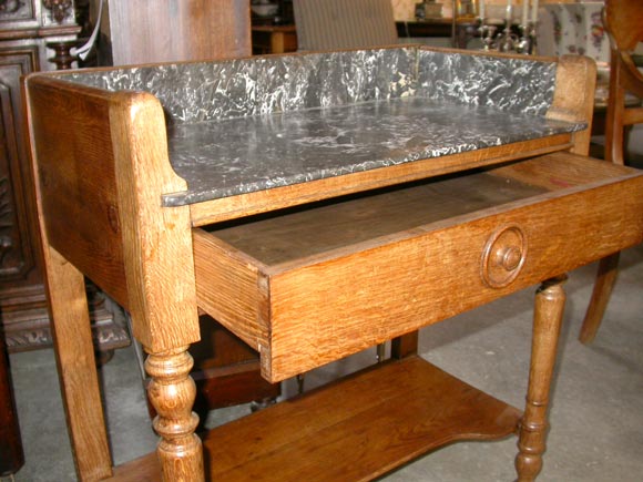 Black Veined Marble and Oak Washstand 2