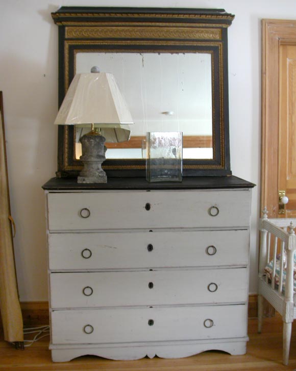 19 century Large Swedish Bureau with milk paint finish
