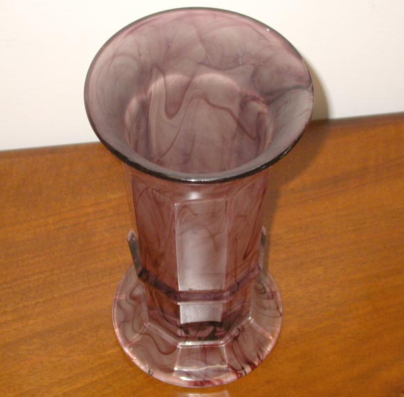 Mid-20th Century Pair of  Large English 30's Amethyst Glass Vases