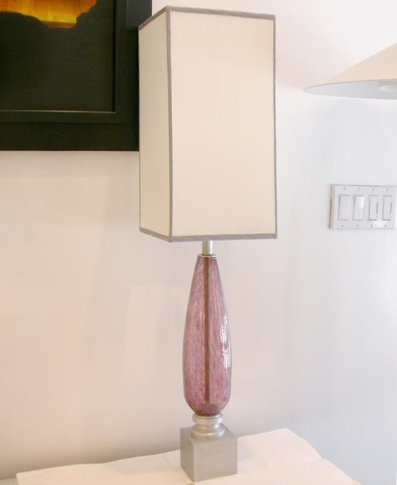 Pair of Venini Amethyst Glass Lamps