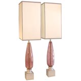 Vintage Pair of Venini Amethyst Glass Lamps