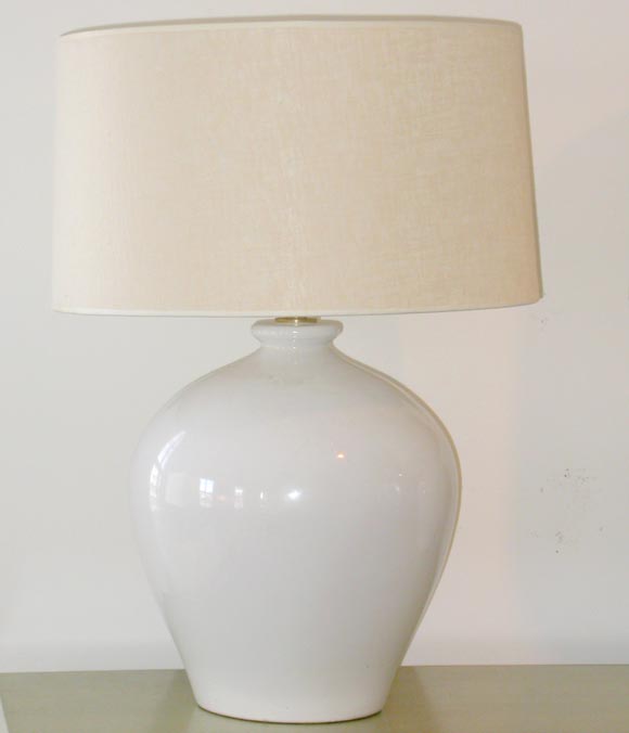 pair of white ceramic lamps