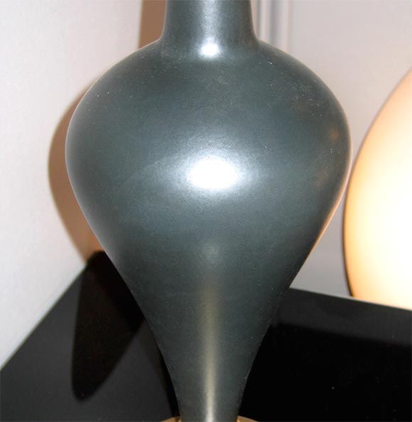 Mid-20th Century Black Ceramic Lamp For Sale