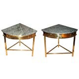 Pair of quarter-round end tables