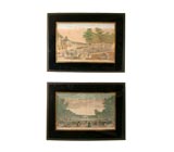 Pair of French 18th Century Prints framed with Eglomise mats