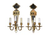 Pair of Gilt Wood and Mirror Sconces by Jansen