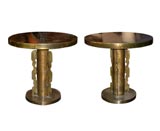 Pair of Bronze and Pewter Circular Tables by Laverne