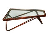 Leather Covered Trapezoidal Shaped Coffee Table by Billy Haines