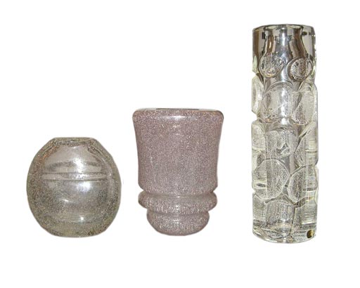Group of Three Glass Vases For Sale