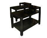 Pair of Gibbings Black Lacquered Stepped Top End Tables