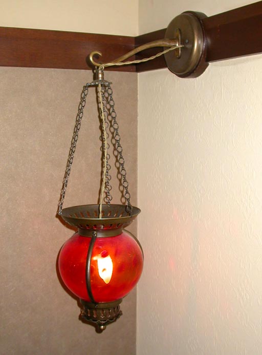 red glass ball hanging lamps (electrified)