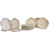 Set of 12 Limoges hand painted oyster plates