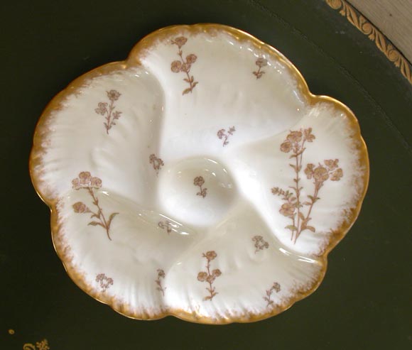 Set of 12 Limoges hand painted oyster plates